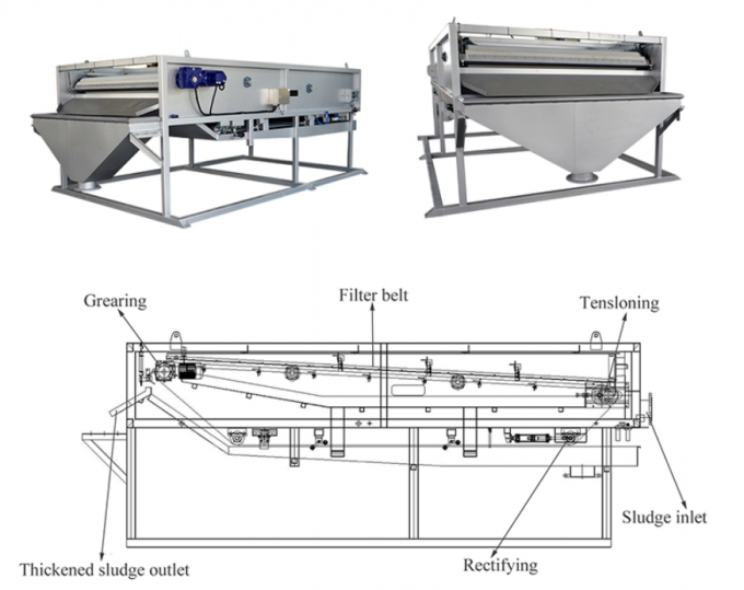 Industrial Gravity Belt Thickener No Vibration Low Power Consumption